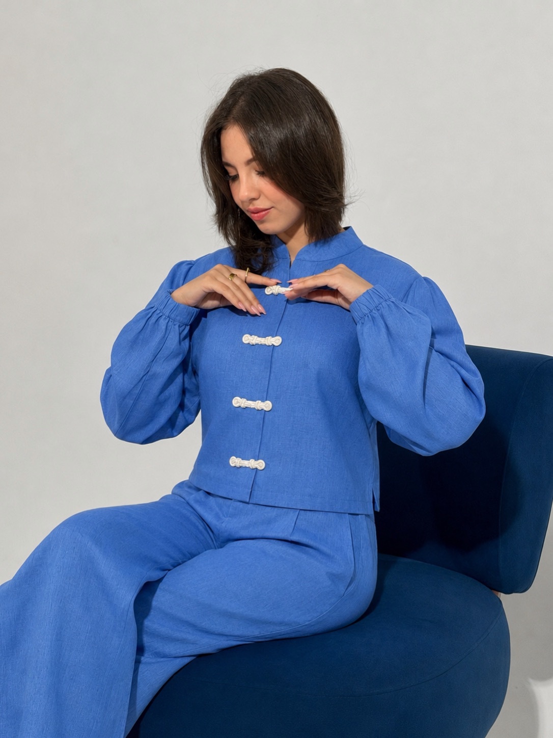 Royal Blue Linen Set